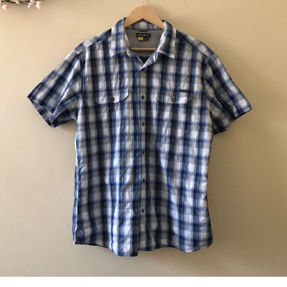 Eddie Bauer Men's Shirt First Accent Blue White Size L